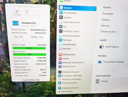 MacBook Pro 15 2019 tapa trasera Gris Espacial logo Apple