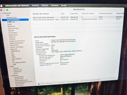 MacBook Pro 15 2019 bisagra lateral cerrado