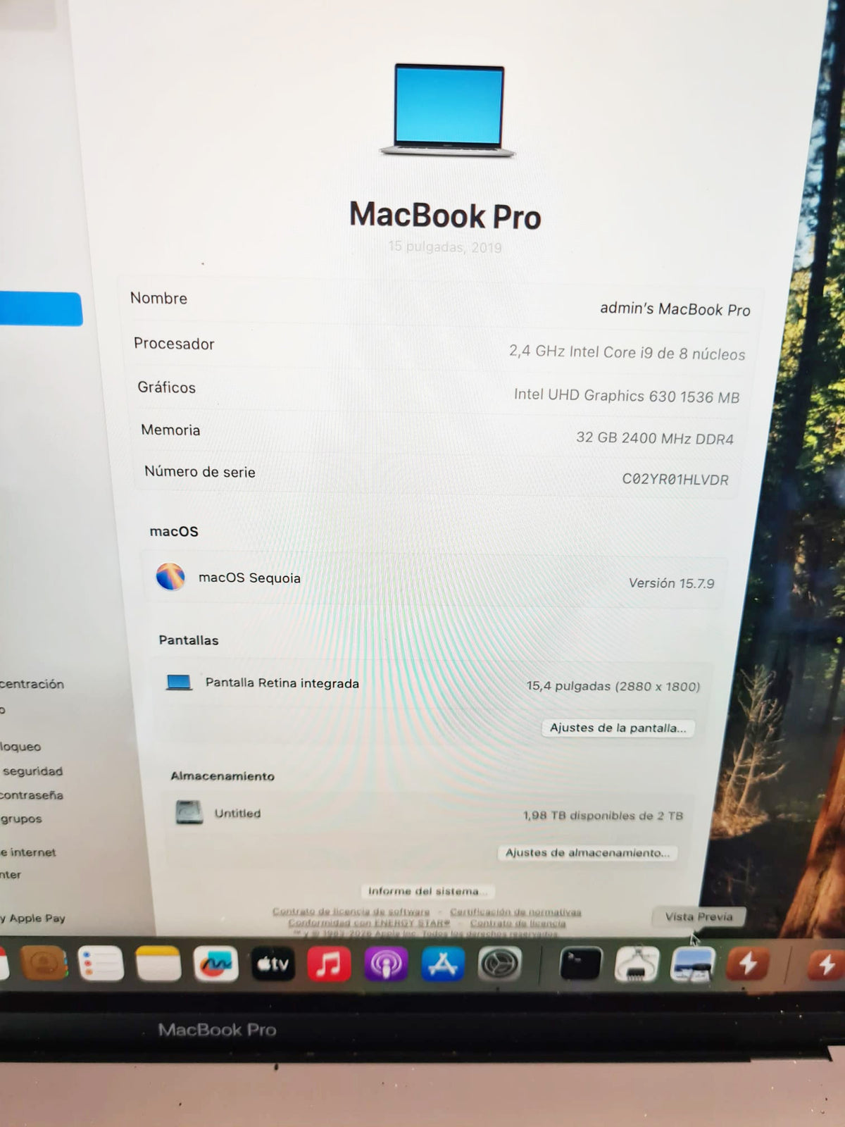 MacBook Pro 15 2019 - Teclado detalle
