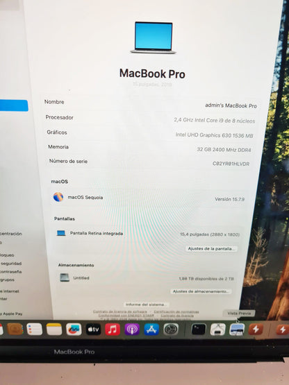 MacBook Pro 15 2019 - Teclado detalle