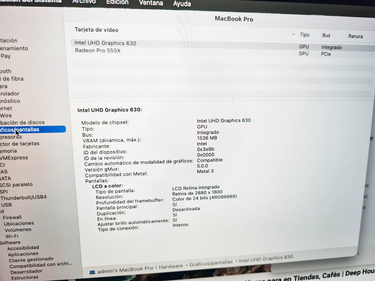 APPLE MacBook Pro 2019 i7 16 GB SSD 512 GB Radeon