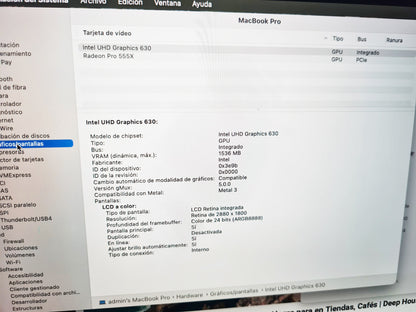 APPLE MacBook Pro 2019 i7 16 GB SSD 512 GB Radeon