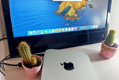 Mac Mini Late 2012 tapa superior logo Apple con cactus